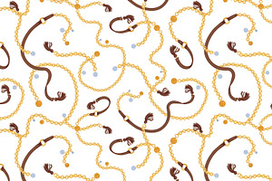 Gold, Silver Chains Seamless Pattern