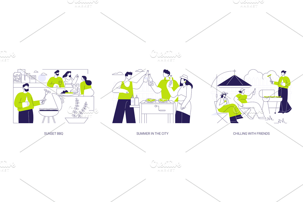 Outdoor BBQ isolated cartoon vector, a Person Illustration by Visual Generation