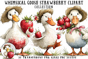 Whimsical Goose Strawberry Clipart, an Illustration by OK Design (Thumbnail 1 of 6)