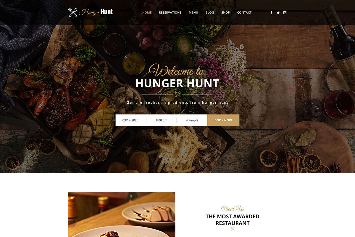 HungerHunt – Restaurant Website HTML, a HTML Template by TemplatesJungle (Photo 2 of 2)