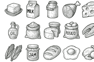 Grocery and Food Elements, an Object Graphic by nikagraphic
