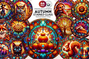 Autumn Stained Glass Round clipart, an Illustration by ThatsDesignArt