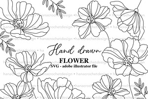 hand drawn floral outline svg file