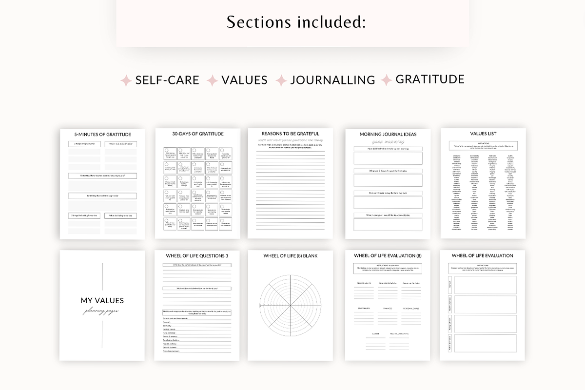 Self-care wellness planner Canva, a Templates & Theme by Cate Creates (Photo 3 of 7)