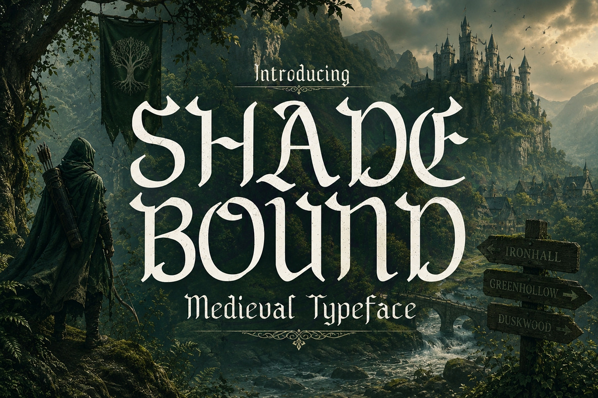 Shadebound - Gothic Brush Typeface, a Blackletter Font by HipFonts (Photo 1 of 9)