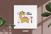 Cute Dinosaur Girl Clipart, Patterns, an Animal Illustration by Ejevyaka (Thumbnail 8 of 9)