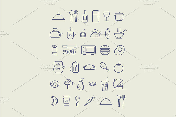 Kitchen Icons For Cafe Menu