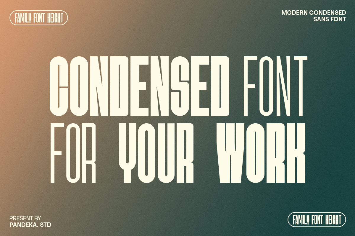 Gendar - Condensed Font Family, a Sans Serif Font by Pandeka Studio (Photo 4 of 12)