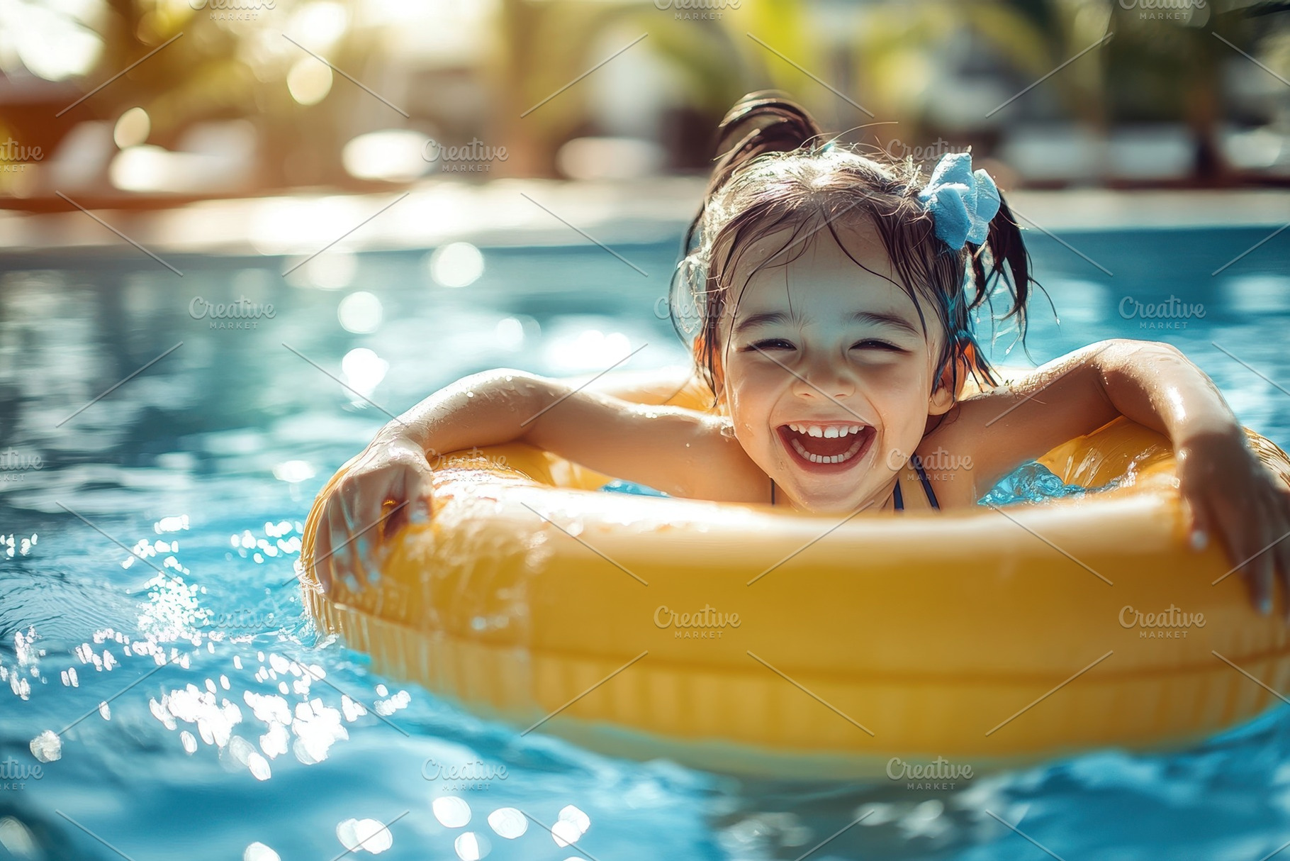 Excited child enjoying her summer, a Photo by Pavel_design