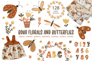 Boho Florals and Butterflies Bundle