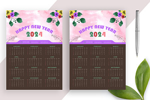 One-Page Wall Calendar 2024 Design
