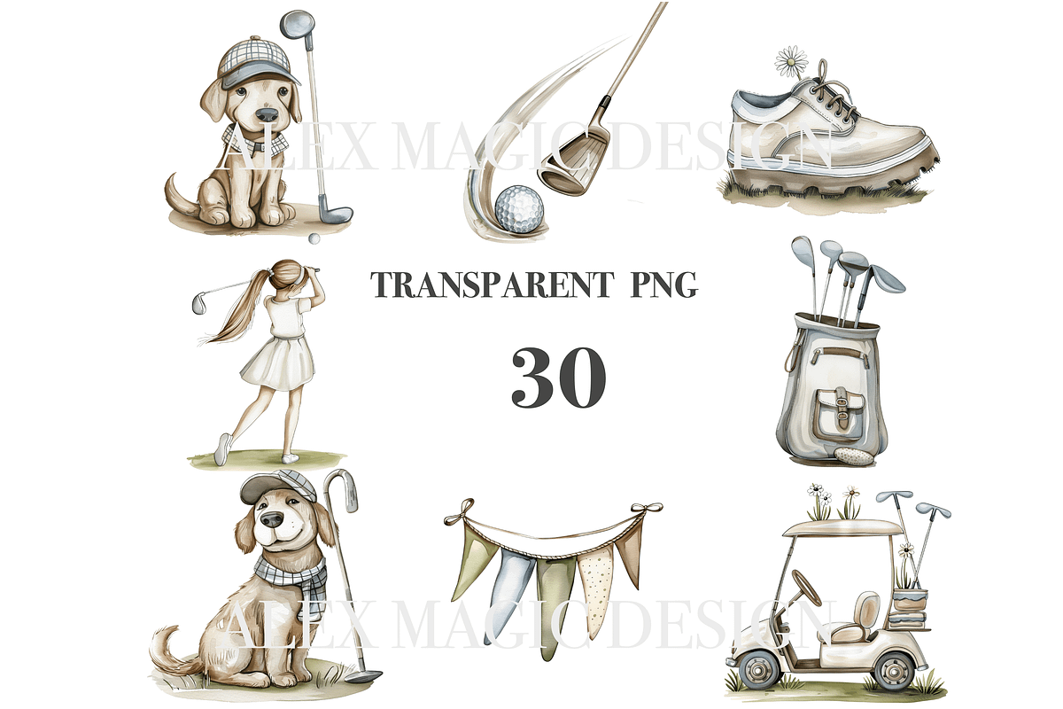 30 Golf Clipart, a Decorative Illustration by Pati Charm Studio (Photo 3 of 8)