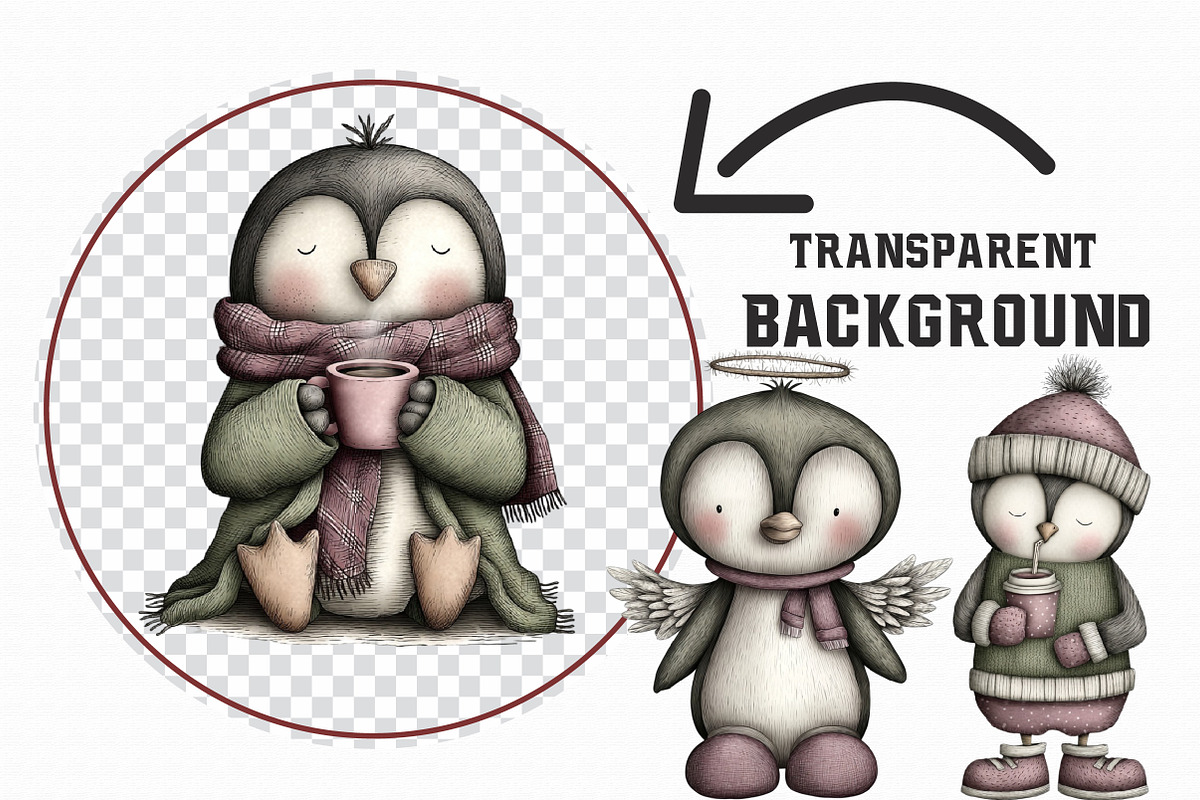 Winter Holiday Penguin Clipart, an Illustration by Libby Wishes (Photo 2 of 7)