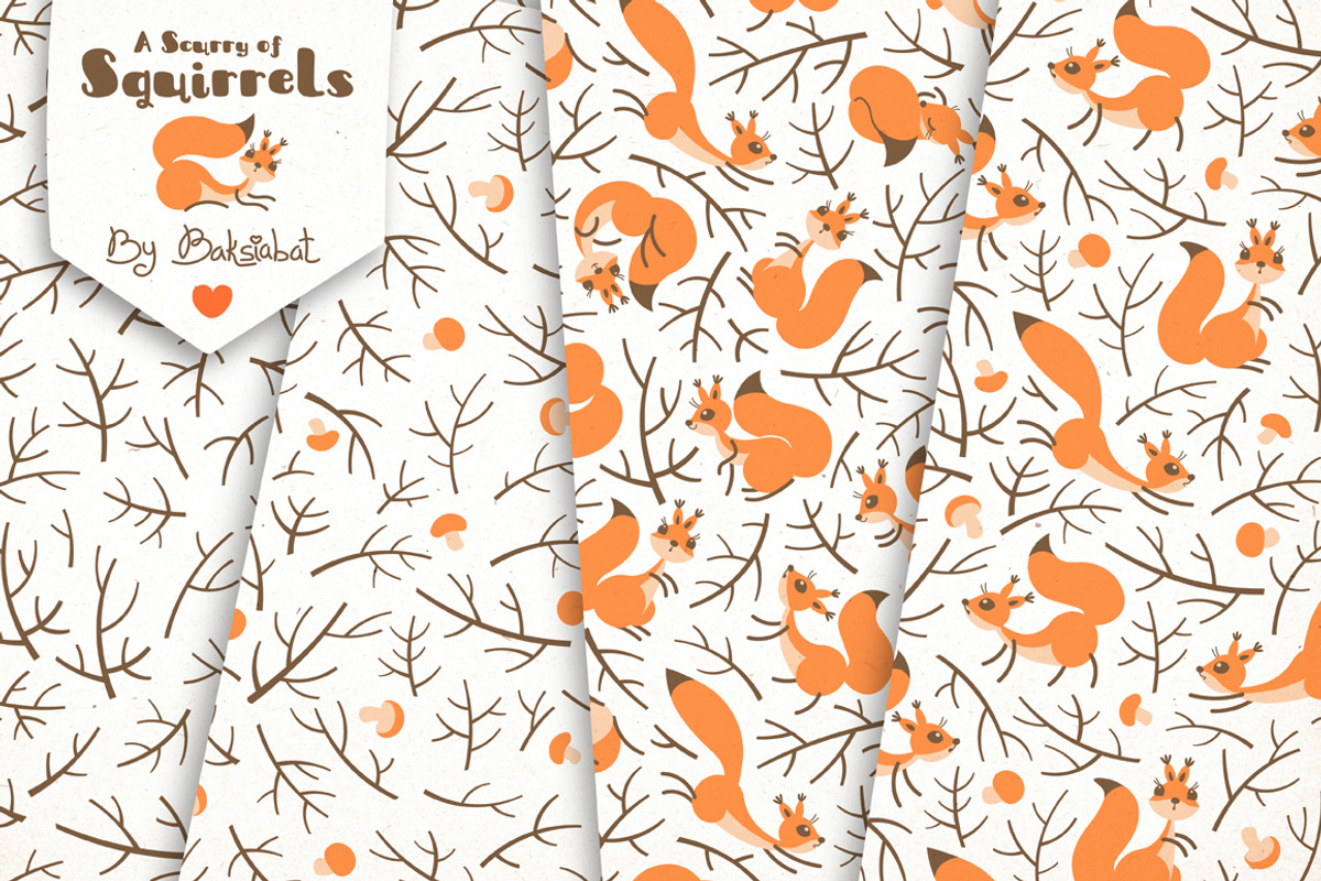 A Scurry of Squirrels - Design Kit, an Animal Illustration by Baksiabat (Photo 10 of 12)