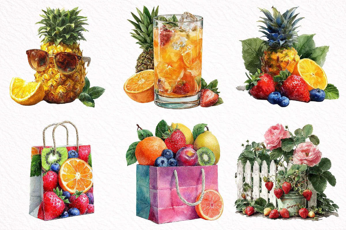 Watercolor Summer Vibe Clipart, an Illustration by DreamArtGraphic (Photo 3 of 8)