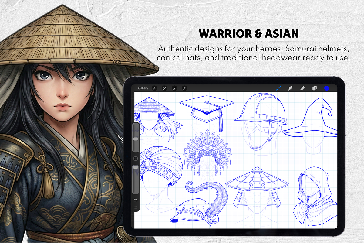 165+ Procreate Hat & Headwear Stamps, a Brush Add-On by Selentaori Studio (Photo 7 of 11)