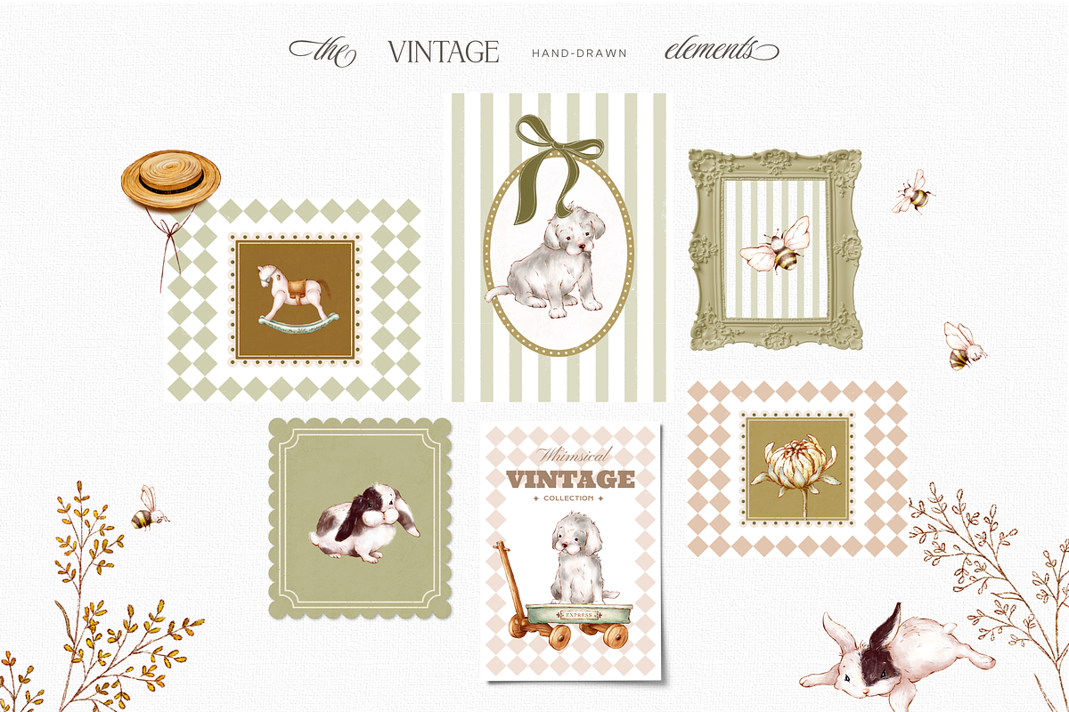 Vintage Animals Toys and Flowers, an Animal Illustration by TL Design (Photo 5 of 8)