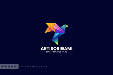 Bird Origami Gradient Colorful Logo
