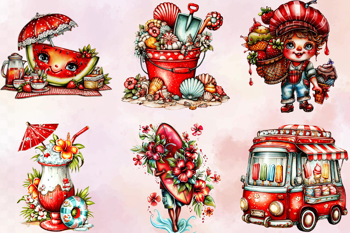 Whimsical Summer Clipart Bundle., an Illustration by SVGArt (Photo 2 of 9)