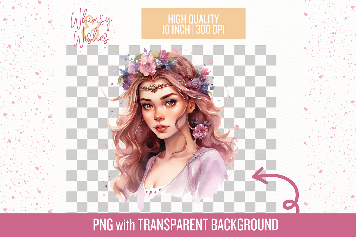 Pastel Fairy Tale Watercolor Bundle, a Person Illustration by Whimsy & Wishes (Photo 2 of 3)