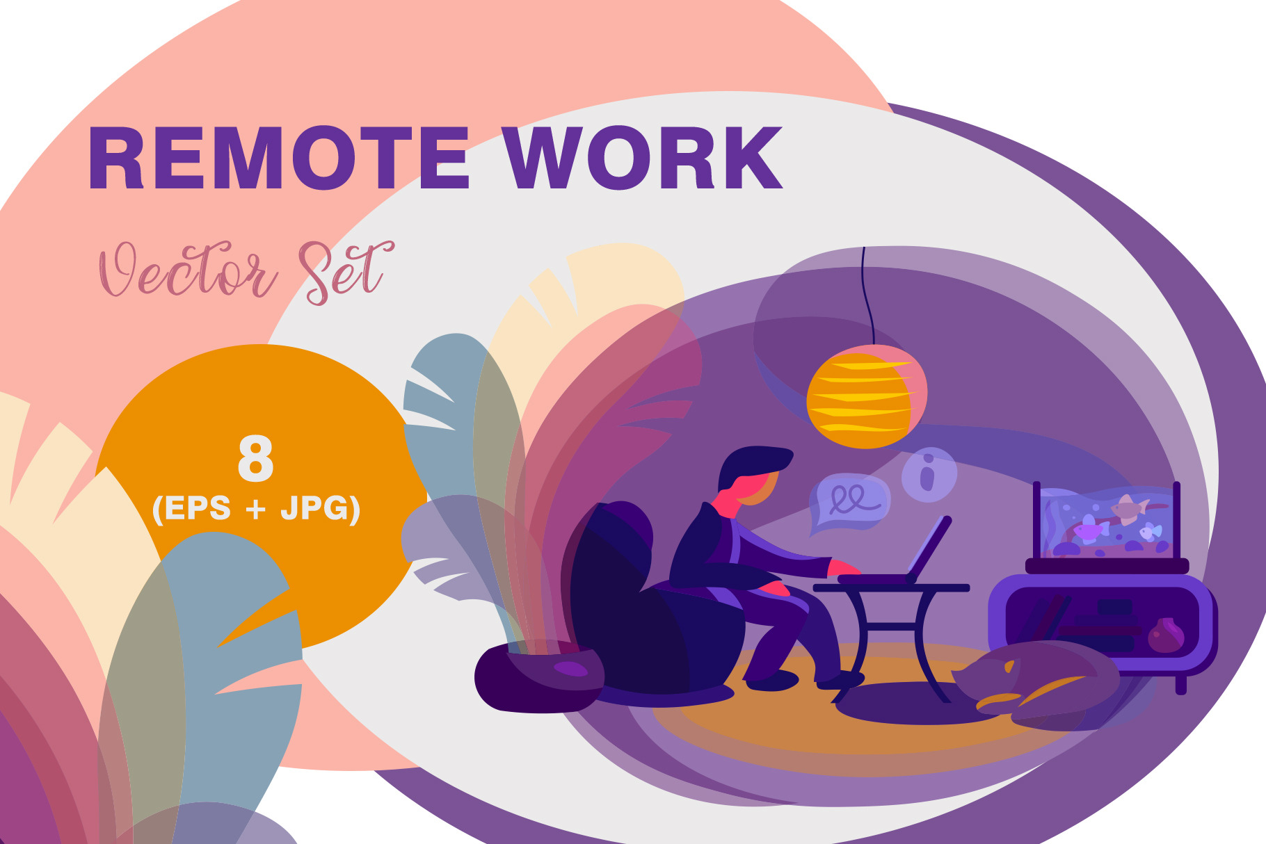 Remote work Vector Set, an Illustration by WatercolorPNG.com