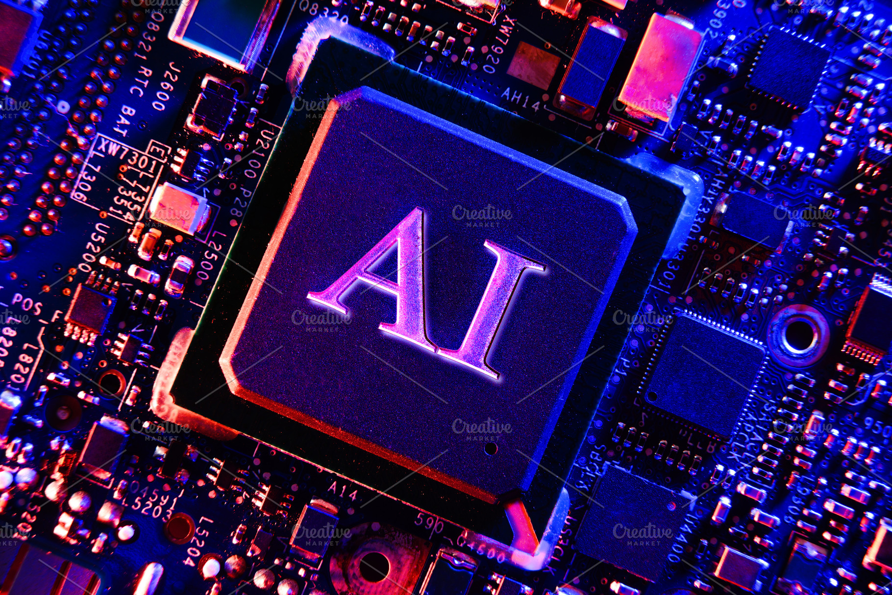 Artificial Intelligence Chip on Futuristic Circuit Board, a Technology Photo by Davizro's Market