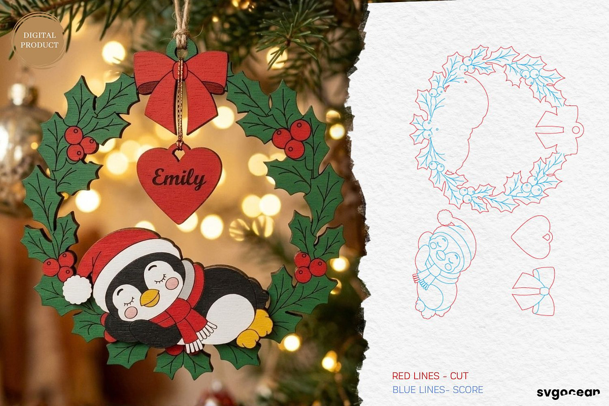 Personalized Christmas Ornaments SVG, a Decorative Illustration by svgocean (Photo 4 of 14)
