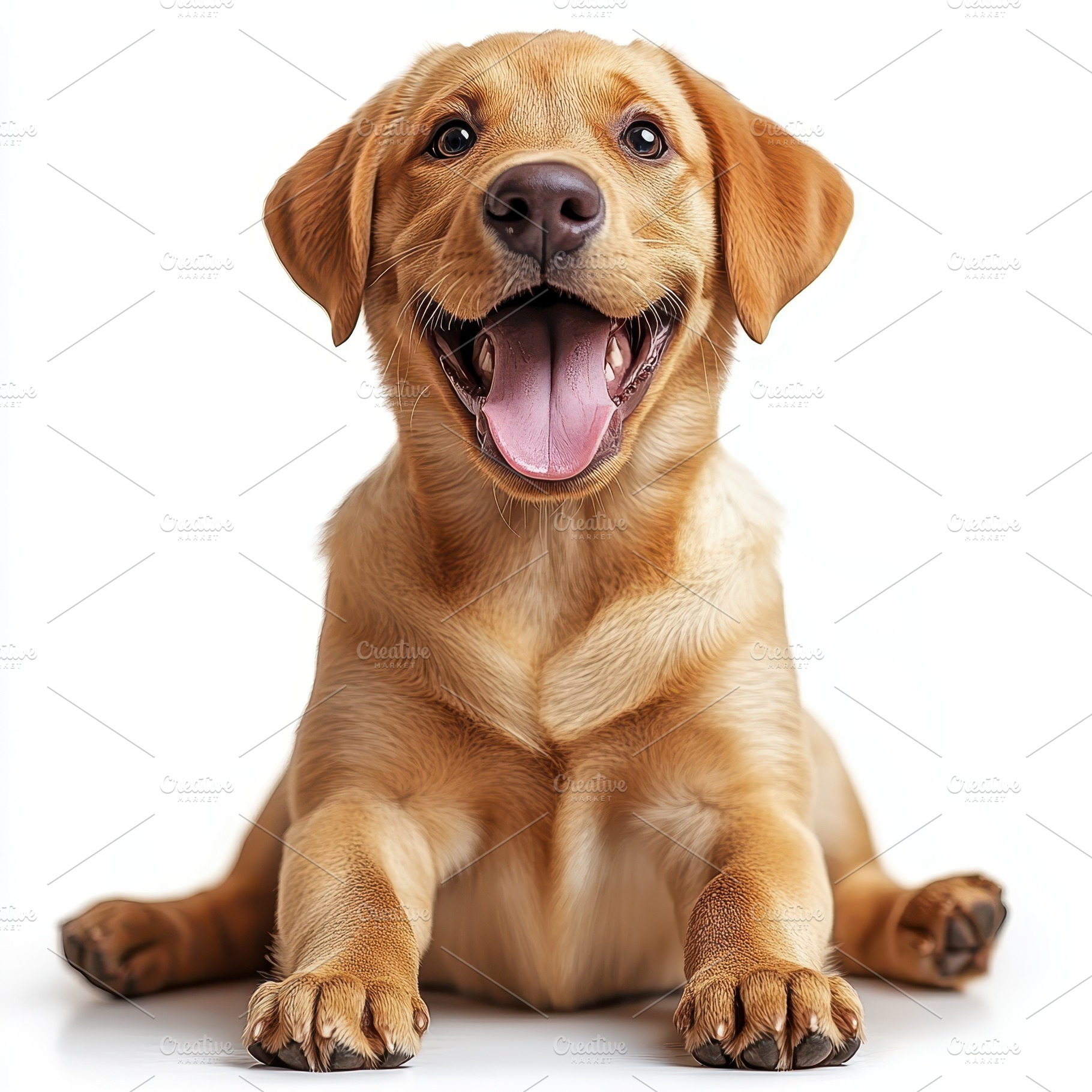 Happy Golden Retriever Puppy Lying D, an Animal Photo by Pixeness Studio