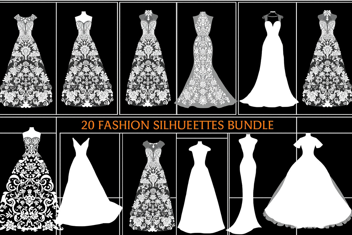 Fashion Dress Silhouettes Set, an Illustration by musafir_fashion (Photo 1 of 20)