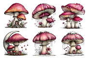 Whimsical Mushroom Clipart, an Illustration by Dream Creation (Thumbnail 6 of 7)