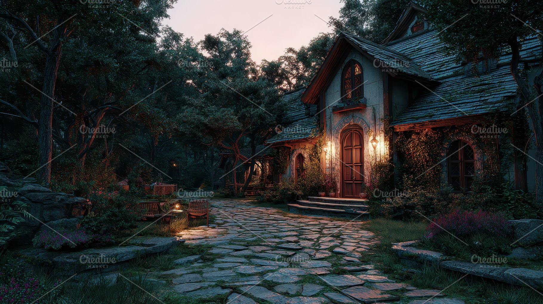 Lighting shines softly on a stone, a Photo by Pavel_design