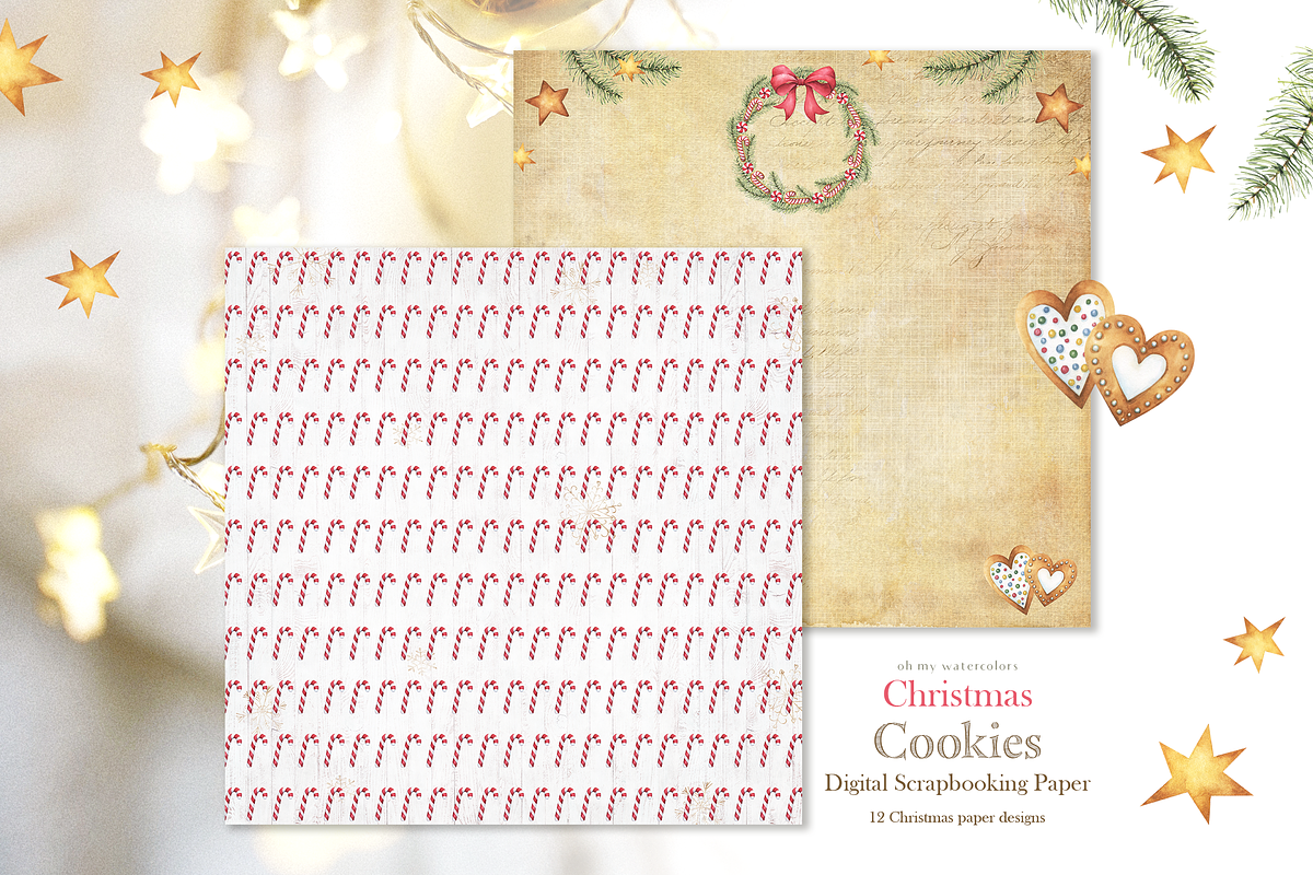Christmas Cookies digital paper, a Pattern Graphic by Tatiana Troian (Photo 3 of 8)