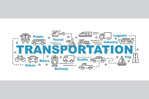 Transportation Outline Icons Banner