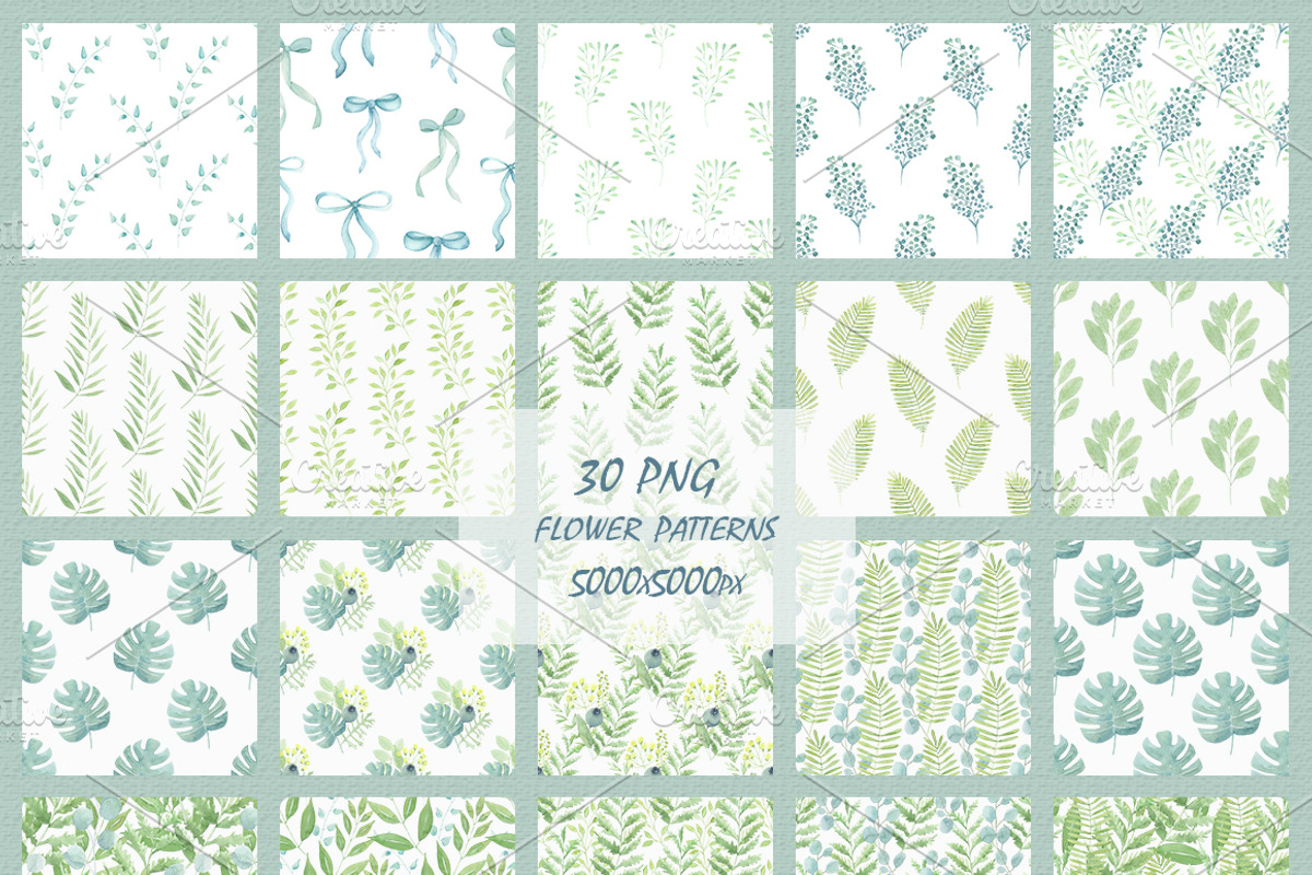 Big green set in watercolor., a Texture Illustration by BrushArtDesigns (Photo 5 of 9)