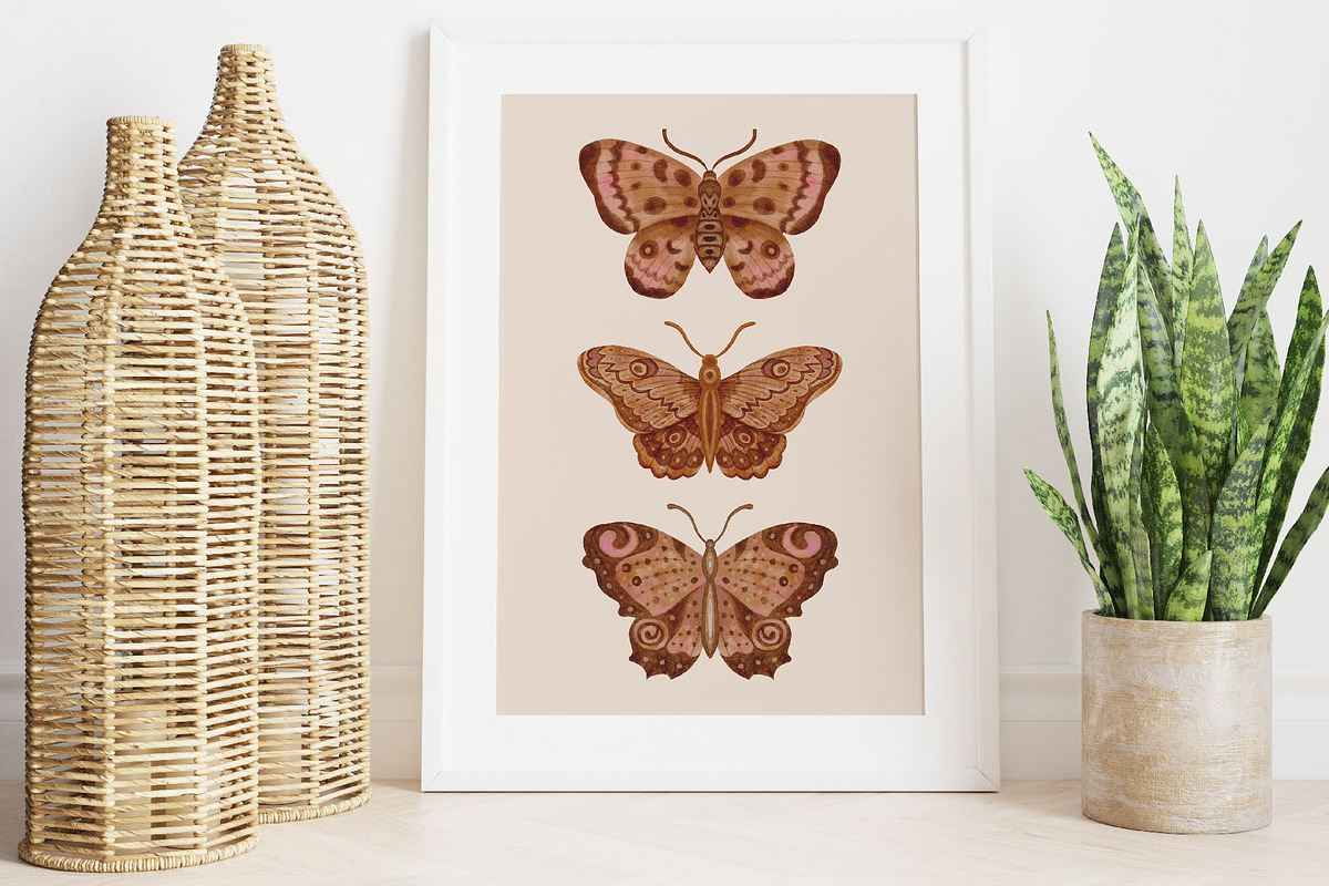 Watercolor Butterflies and Moths, an Object Graphic by Tiger and Flower (Photo 3 of 17)