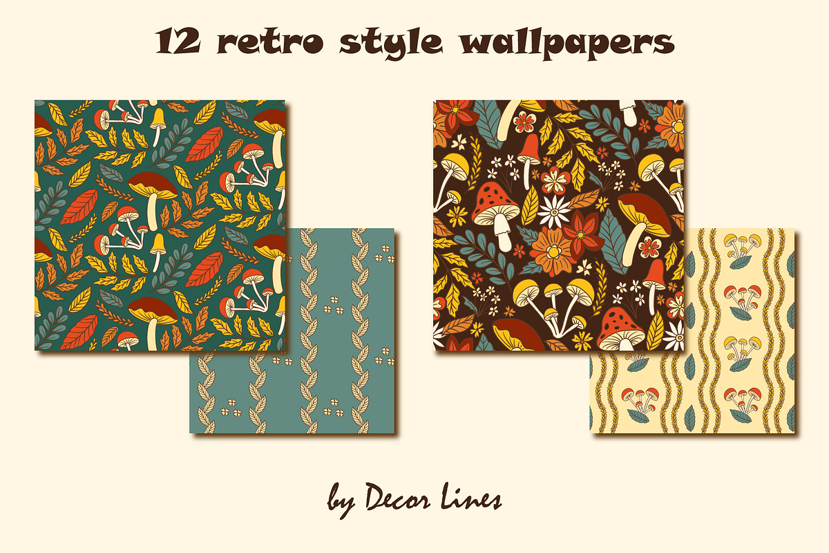 Retro 70s style wallpapers, a Decorative Illustration by Decor Lines (Photo 5 of 9)