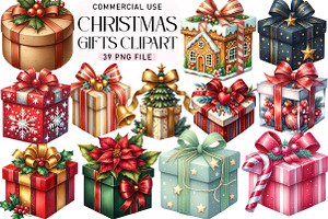 Christmas Gifts Clipart, an Illustration by Daily.Designs