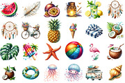 Watercolor Hello Summer Clipart, an Illustration by Sublimation Artist (Thumbnail 2 of 6)