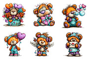 whimsical valentine teddy bear clipa, an Illustration by CreationArt (Thumbnail 2 of 5)