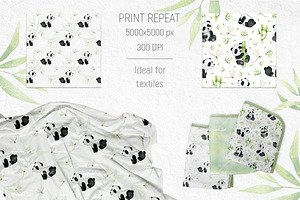 Panda Clipart & Seamless Patterns