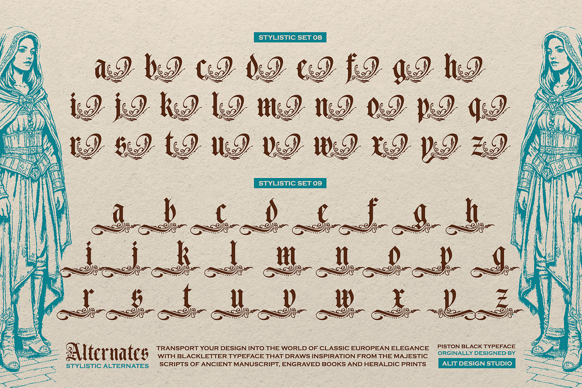 Piston Black Typeface, a Blackletter Font by alit design (Photo 14 of 19)