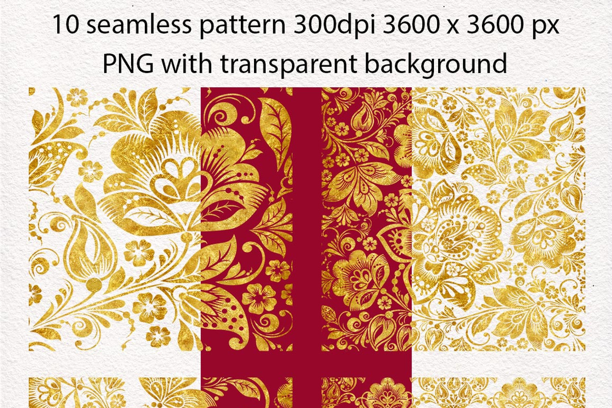 Floral gold seamless pattern, a Pattern Graphic by antuanetto (Photo 3 of 9)