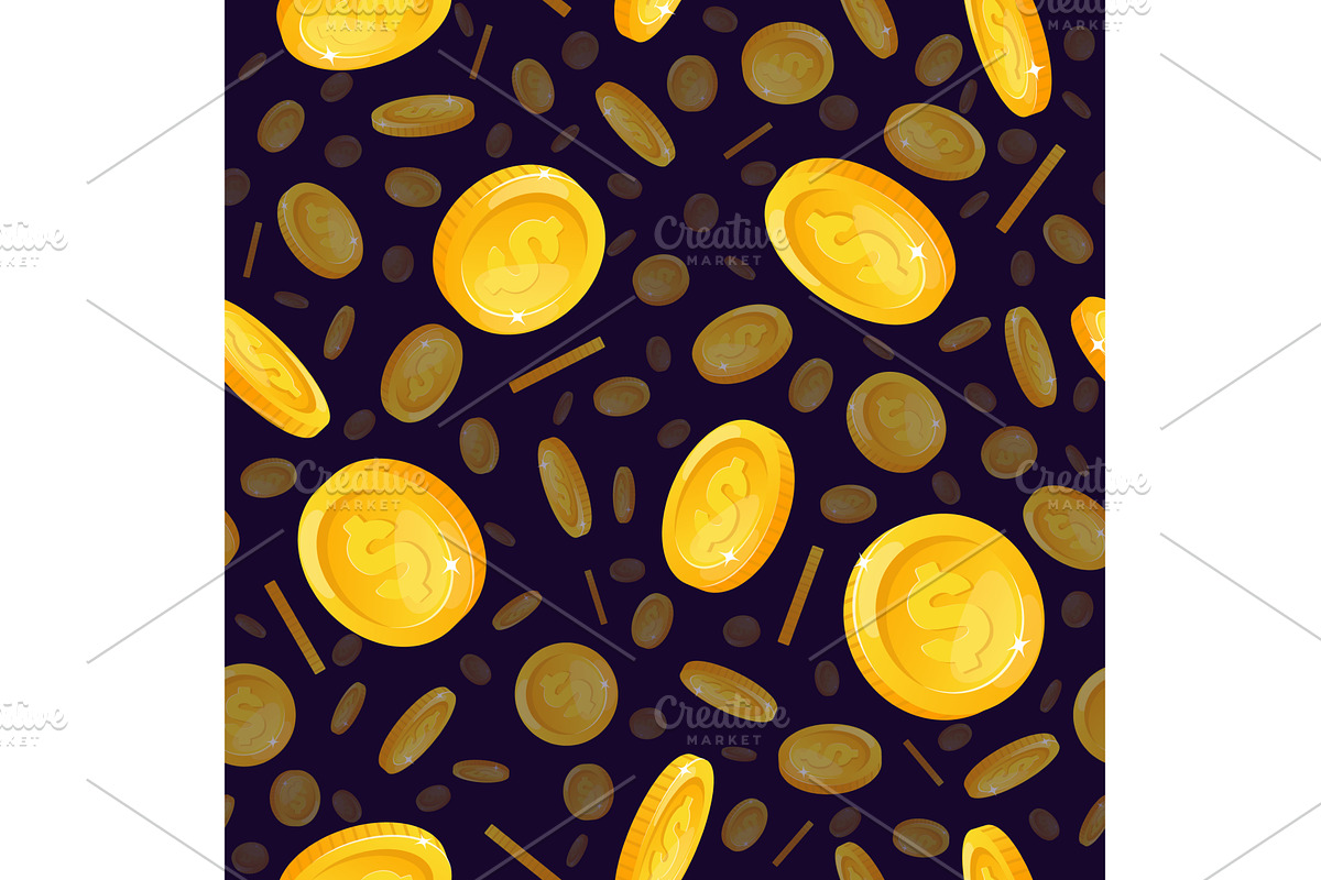 Gold coins with dollar sign falling, a Finance Illustration by Vectorbuum