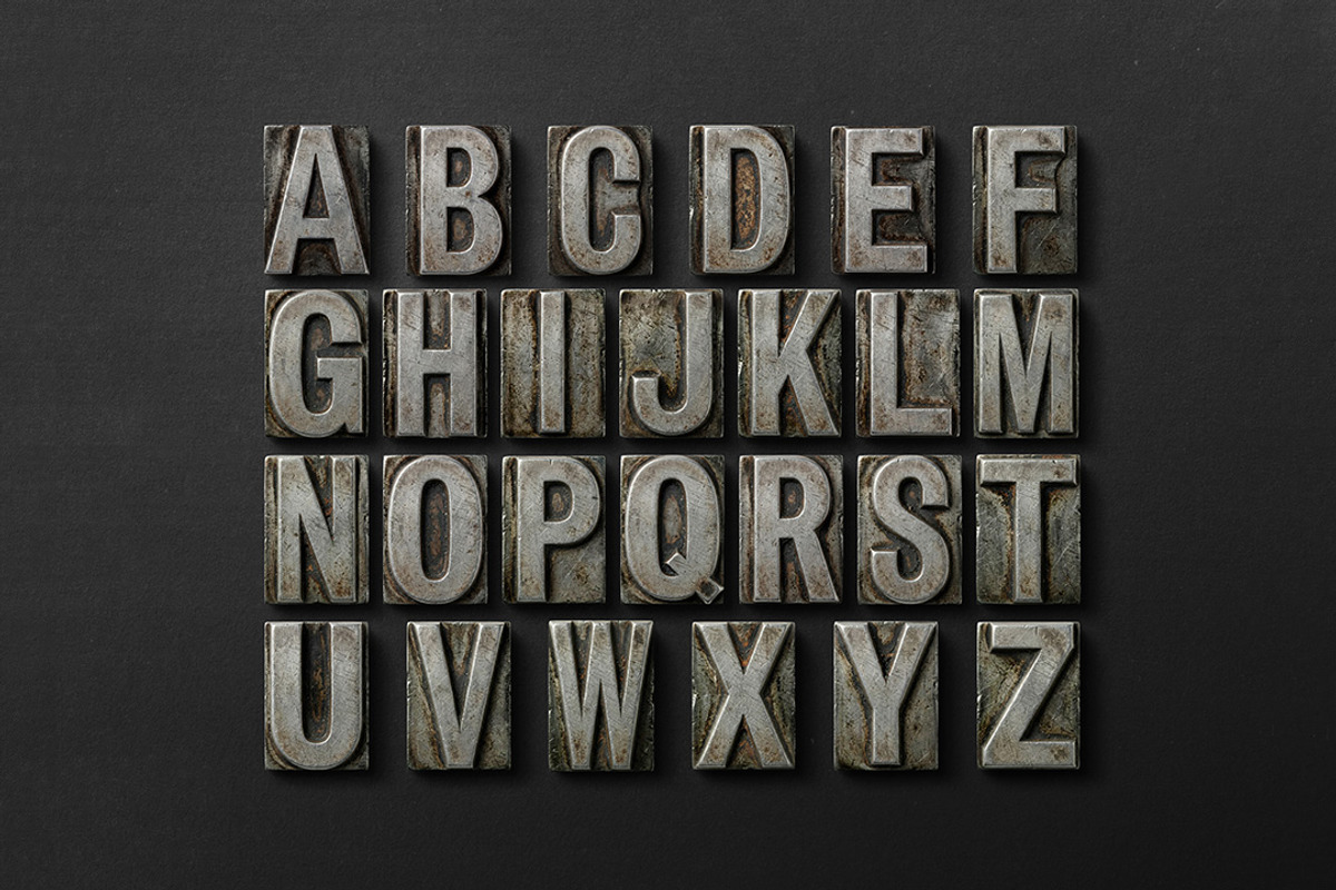Metal Letterpress Alphabet & Numbers, a Mockup by Avelina Studio (Photo 2 of 5)