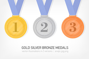 Gold, silver and bronze medals set, a Decorative Illustration by Good Studio