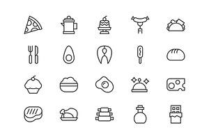 Set Of Cook Line Icons.