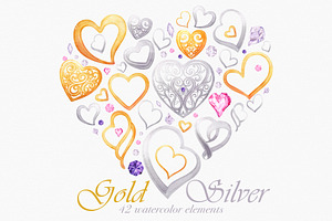 Watercolor Clipart: Heart Jewelry