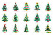 Christmas Tree Brush Stroke Bundle, an Illustration by SinaCreation (Thumbnail 2 of 7)