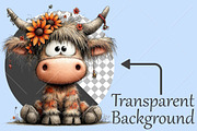 Whimsical Autumn Highland Cow PNG, a Seasonal Illustration by Canvas Craft (Thumbnail 2 of 10)