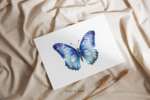 Watercolor Blue Butterflies